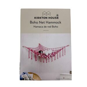 Kirkton House Pink Boho Net Hammock Stuffed Animal Toy Storage Organizer New